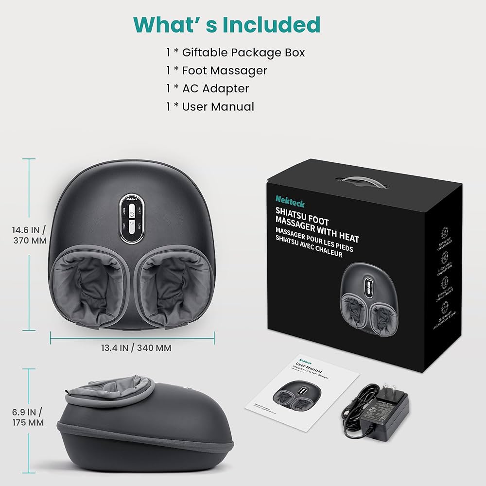 Nekteck Shiatsu Foot Massager Machine with Soothing Heat, Deep Kneading Therapy, Improve Blood Circulation and Foot Wellness,Relax for Home or Office Use(Gray) — image 8