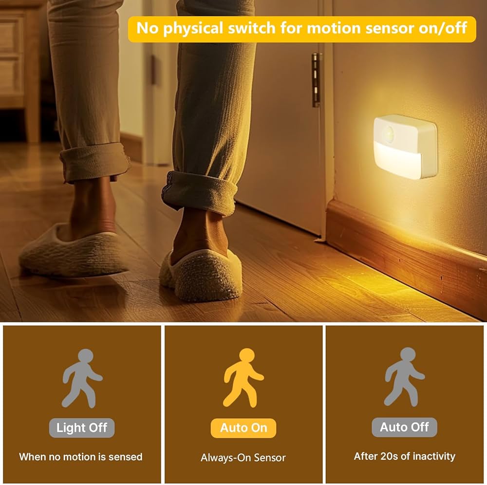 8 Pack Motion Sensor Stair Light for Indoor, Battery Operated Closet Lights, Wireless Stick on Anywhere Hallway Lamp, Portable Led Night Lamps for Bedroom Under Cabinet Kitchen — image 3