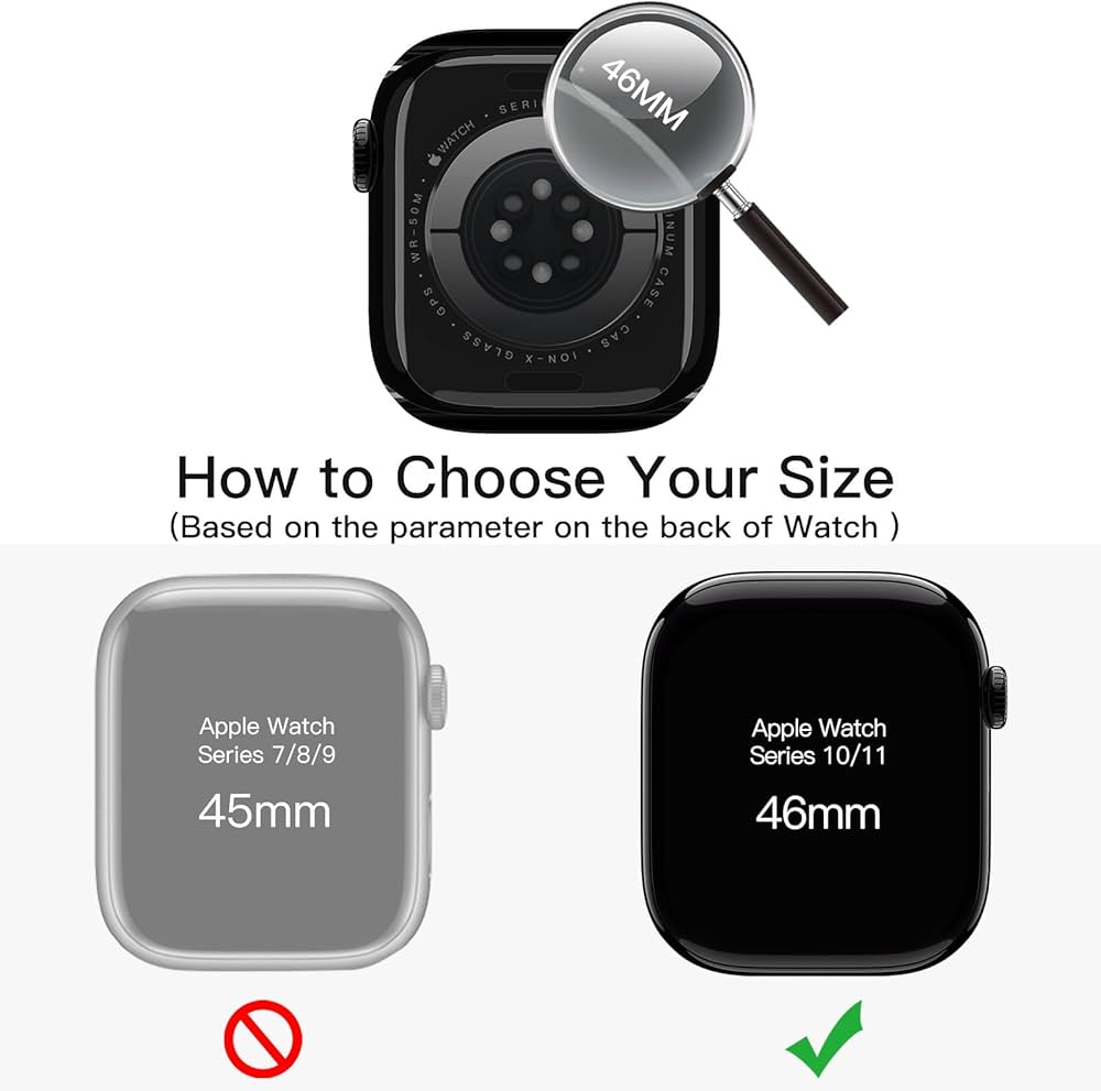 JETech Case with Screen Protector for Apple Watch Series 11/10 46mm, Overall Protective Cover, Built-in Tempered Glass Film High Sensitivity, 2 Pack (Black) — image 2