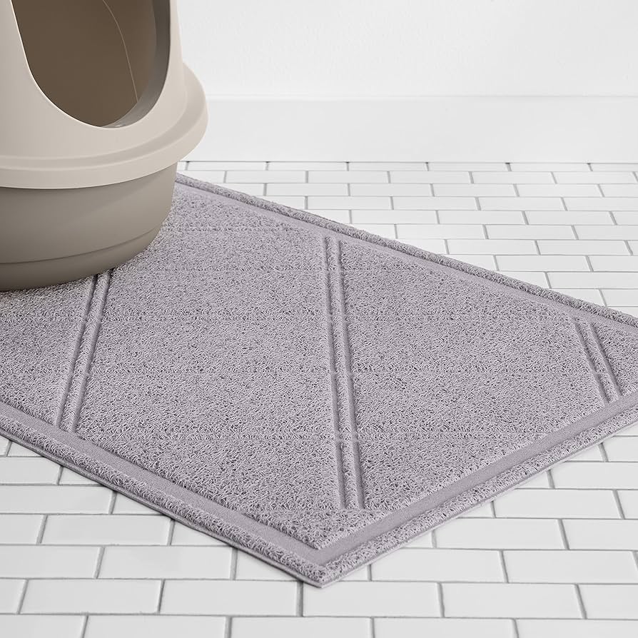 Amazon Basics Less-Mess Cat Litter Box Mat, 24 x 35 Inches, Grey — image 5