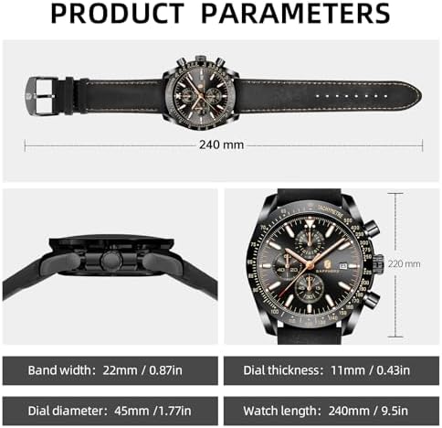BY BENYAR Mens Watches Chronograph Analog Quartz Movement Stylish Sports Designer Wrist Watch 30M Waterproof Elegant Gift for Men — image 8