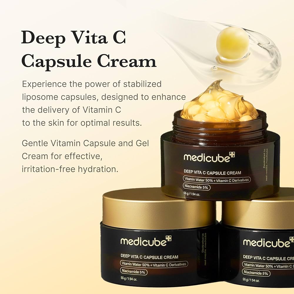 medicube Deep Vitamin C Golden Capsule Face Moisturizer - Liposome Capsules For Wrinkles, Skin Radiance - Transparent Gel for Glow Hydration - Korean Skin Care 1.94 oz — image 3