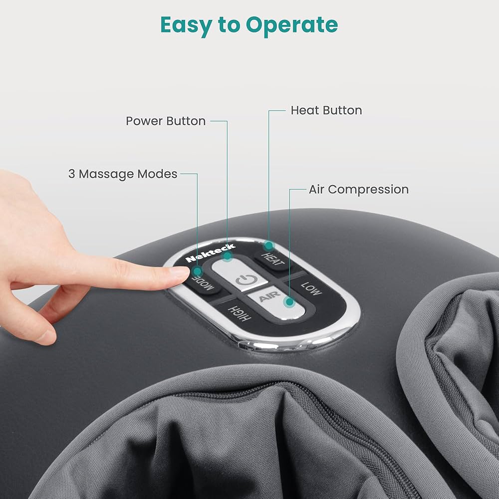 Nekteck Shiatsu Foot Massager Machine with Soothing Heat, Deep Kneading Therapy, Improve Blood Circulation and Foot Wellness,Relax for Home or Office Use(Gray) — image 6
