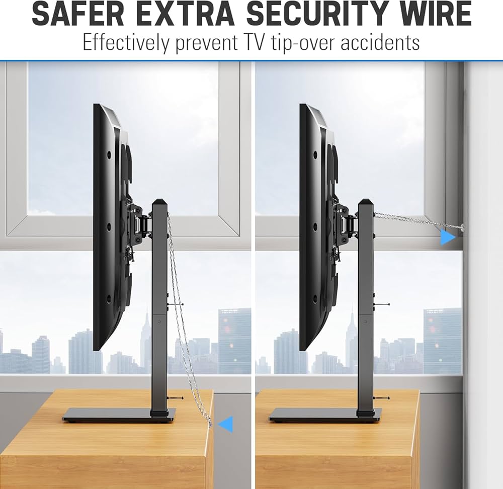 MOUNTUP Universal TV Stand, Table Top TV Stands for 37 to 65, 70, 75 Inch Flat Screen TVs, Height Adjustable, Tilt, Swivel TV Mount with Tempered Glass Base Hold up to 88lbs, Max VESA 600x400mm MU0031 — image 4